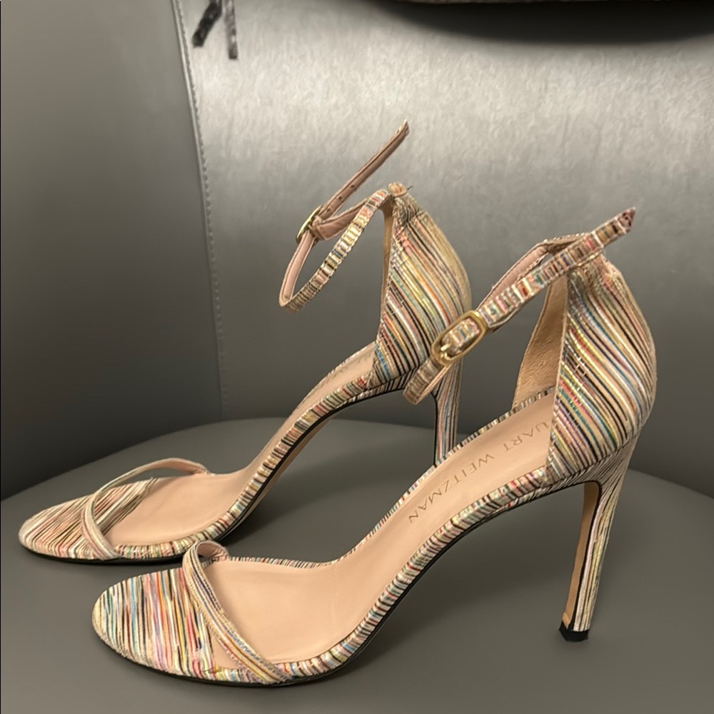 Stuart Weitzman Multicolor Striped Heels